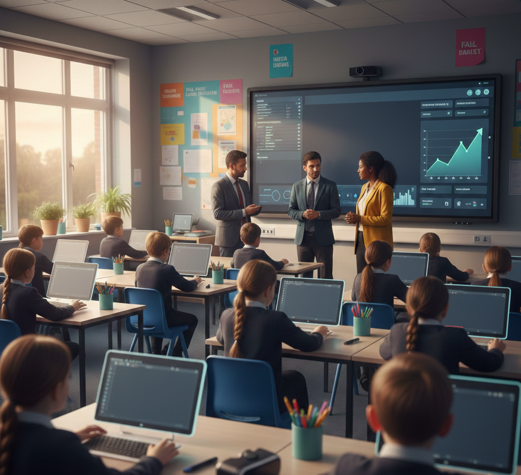 A classroom using technology